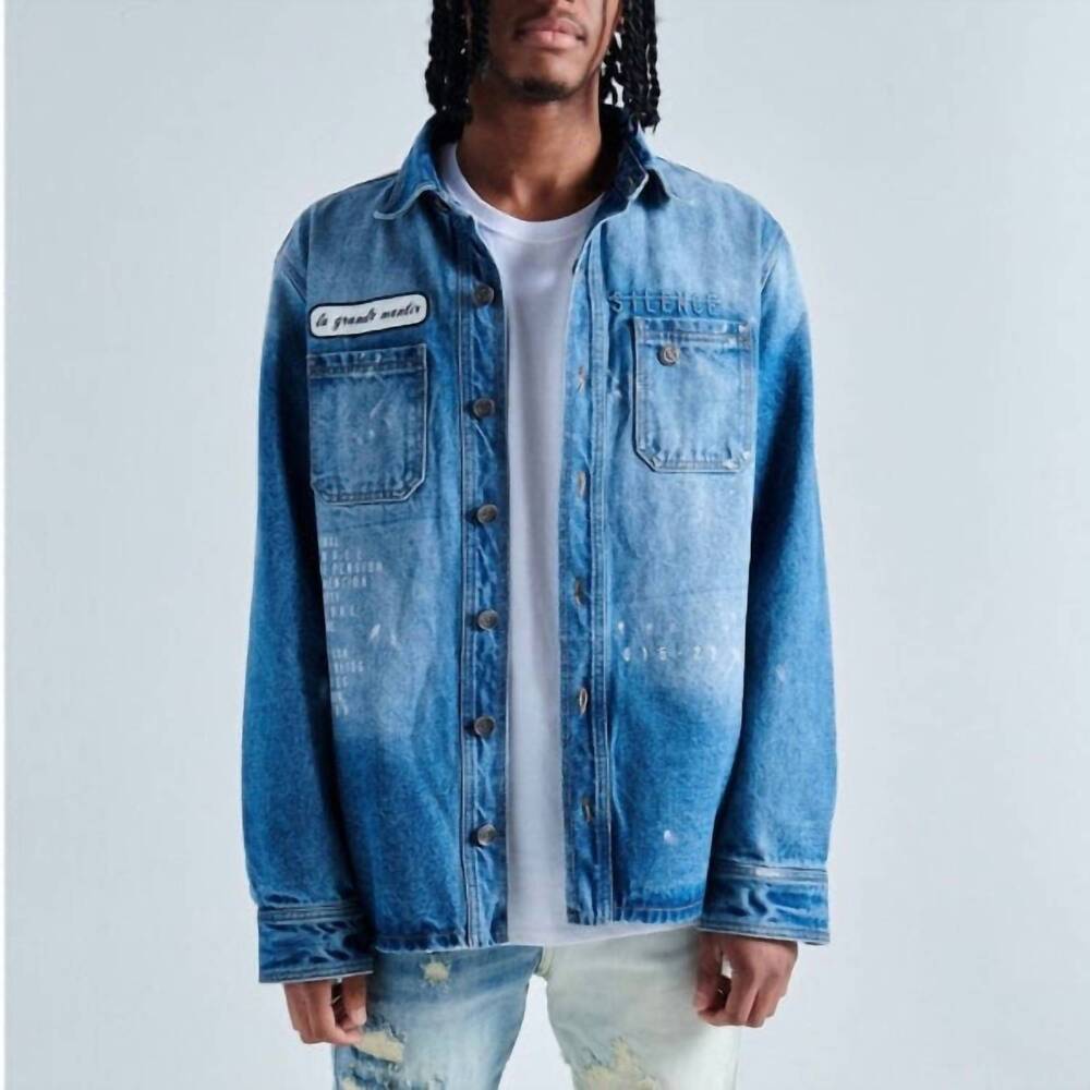 NEW GALA men's mentirosa button up denim jacket in medium blue
